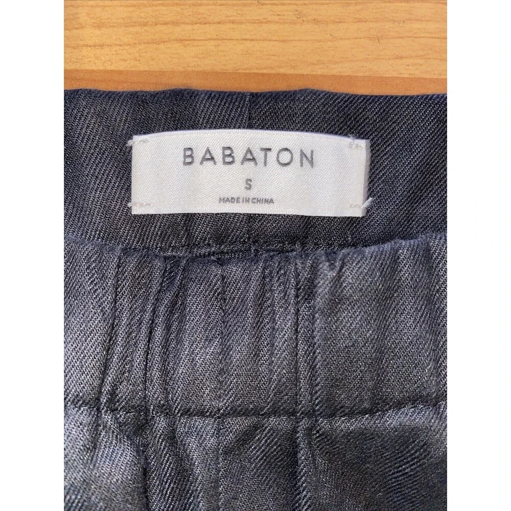 Babaton Black Dexter Pants Elastic Waist Linen Blend Slim Ankle Pants Size Small